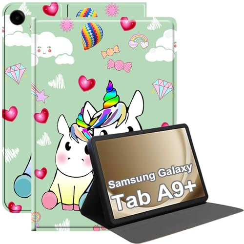 XYOUNG Custodia compatibile con Samsung Galaxy Tab A9 Plus Tablet 11 2023 (modello SM-X210/X216/X218), custodia intelligente in pelle PU, accensione e spegnimento automatico, cavallo colorato