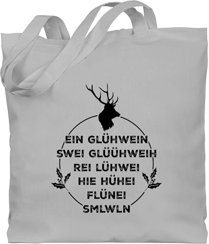 Shirtracer Baumwolltasche - Weihnachten - Taschen - Ein Glühwein swei Glühwein I Weihnachtsmotiv I Glühwein Liebhaber - Unisize - Hellgrau - tasche stoff weihnachtseinkaufstaschen christmas glühwein,