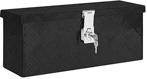 DJEKA Aluminiumbox Aufbewahrungsbox Alubox Wasserdicht Aufbewahrungskoffer Schwarz Werkzeugkasten 50 x 15 x 20.5 cm Metallkiste Abschließbar Aluminium Transportbox Für Fahrradträger Aluminium