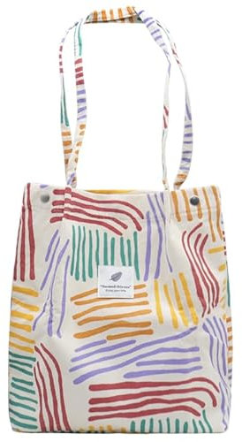 YDHfdc Cord Tasche Groß Umhängetasche Damen Handtasche Shopper Bunt Gestreift Tote Bag Strandtasche Tasche Shopper Stofftasche für Alltag, Büro, Schule und Einkauf