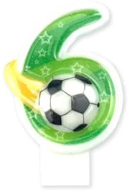 Geburtstagskerzen Fußball Nummer 6 - Zahlenkerze für Kuchen, Dekoration zum Jahrestag