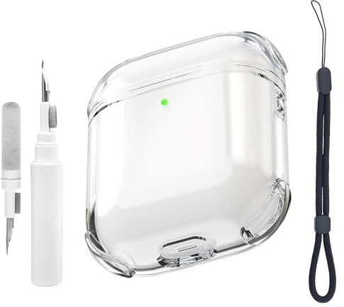 Teyomi Transparent Hülle Kompatibel mit AirPods 2. Generation mit Reinigungsset, Schutzhülle kompatibel mit Apple Airpods 2 mit Handschlaufe, für Airpods 1 2 Case (Clear)