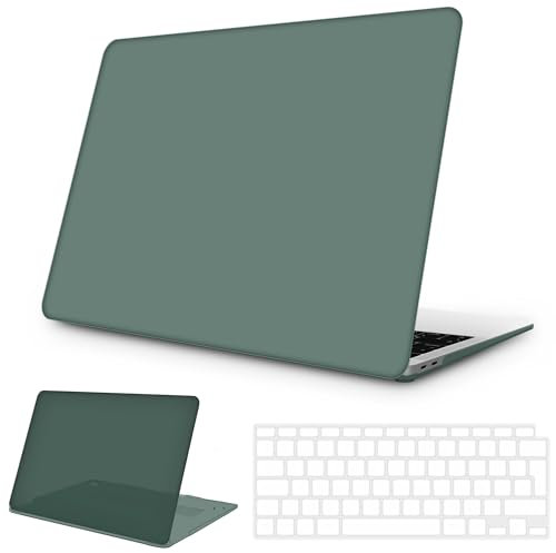 NPUOLS Hülle für MacBook Air 13 Zoll Hülle 2021 2020 2019 2018 Modell A2337(M1) A2179 A1932,Dünne Sbeständige Schutzhülle und Ultradünner TPU EU Tastaturabdeckung (A2337/A2179), Dunkelgrün
