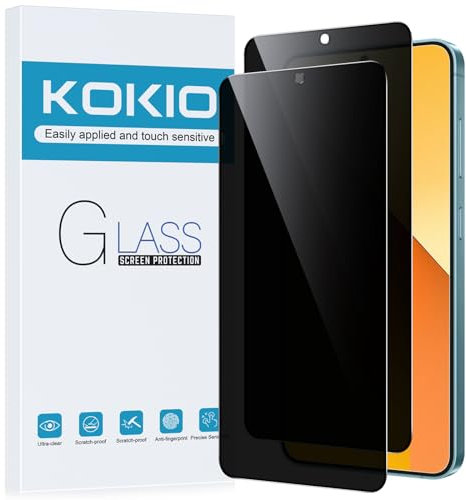 Kokio Sichtschutz für Xiaomi Redmi Note 13 4G/5G Privacy Schutzfolie, 9H Härte Anti-Peep-Schutzglas,Anti-Kratzer,Anti-Spionage Schutz für den Bildschirm,2 Stück