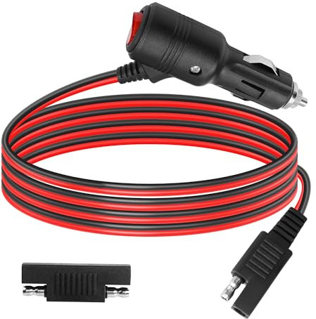 GELRHONR SAE a presa accendisigari con interruttore, presa accendisigari da 12 V su SAE a 2 pin, cavo di ricarica con 15 A, per auto, moto, RV-6,5 Ft