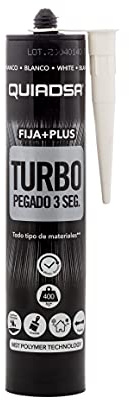 Quiadsa - FIJA+PLUS TURBO - Adhesivo de montaje de curado rápido - Blanco - sin disolventes ni siliconas, uso interior y exterior - Sujeción inmediata en 3 segundos - Pack de 3 unidades de 150 g