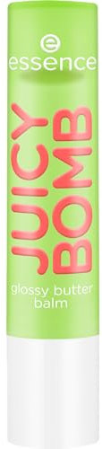 essence JUICY BOMB glossy butter balm, Lippenbalsam, Nr. 04, Grün, natürlich, glänzend, strahlend frisch, vegan, ohne Parabene, ohne Mikroplastikpartikel, Nanopartikel frei, 1er Pack (2.5g)