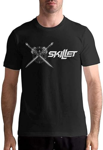 Gtgth Skillet Band Adult T-Shirt Baumwolle Kurzarm T-Shirts Shirts Rundhalsausschnitt Funny Mens T Shirt Black XL