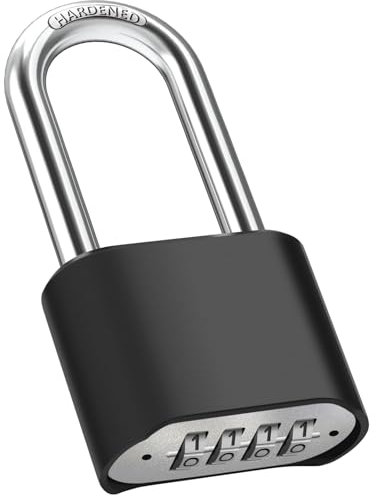 Diyife Candado con Combinación, [Arco Largo] [Impermeable] Candado Seguridad de 4 Dígitos, Exterior Candado Combinacion para Portales Jardín, Garaje，Cobertizos,Escolar,Trasteros, Sotanos (Negro)