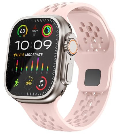 Sport Straps for Apple Watch Ultra 2 Strap 49mm 46mm 45mm 44mm 40mm 41mm 38mm 42mm for Men Women,Silicone Breathable Replacement Band for Apple Watch Ultra/iWatch SE Series 10 9 8 7 6 5 4 3 2 1 SE