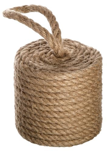 Decorative Door Stop – 3.5 lb Weighted Doorstop, Nautical Style Door Holder, 6-inch Cylinder, Cute Interior Decor (Jute Rope (Natural))