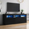 Merax Meuble TV brillant avec éclairage LED, contrôle par application, avec 3 compartiments ouverts, 2 portes, 2 tiroirs, buffet bas, pour téléviseurs de 70, noir, 160 x 35 x 60 cm