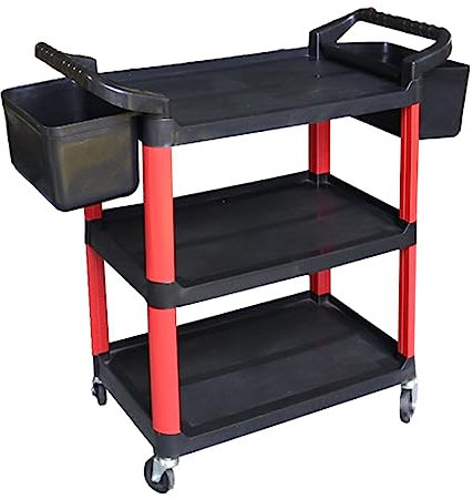 Chariot de lavage de voiture à 3 étagères multifonction pour mécanicien/garage/entrepôt/magasin de beauté de voiture – Station de travail mobile