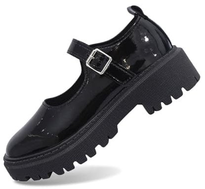 Loafer Damen Plateau, Chunky Loafers Damen Mary Jane Schuhe Vintage Frauen Plateauschuhe Loafer Platform Lolita Lackschuhe Halbschuhe Mädchen Plateau (Braun,42)