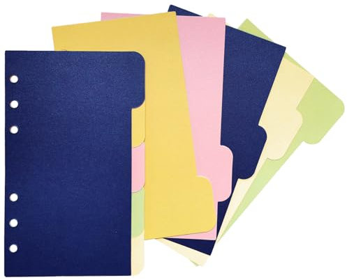 DY.2ten 10 Feuilles Intercalaires Classeur A6, 6 Trous, Séparateurs Registre，5 Couleurs, Index Format pour Classeurs à Anneaux et Planificateurs
