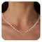 VIROMY Halskette Damen Gold Einlagige Gold Perlenkette Mit Hohlen Herz Elegant und Charmant Frauen Jeden Tag Schmuck