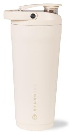 HydroJug Isolierte Protein-Shaker-Flasche, 680 ml, leises Mischen | Auslaufsicher, dreifach wandisoliert, Flip-Top-Kappe, antimikrobieller Tritan-Deckel, Eimergriff, Becherhalter-Passform