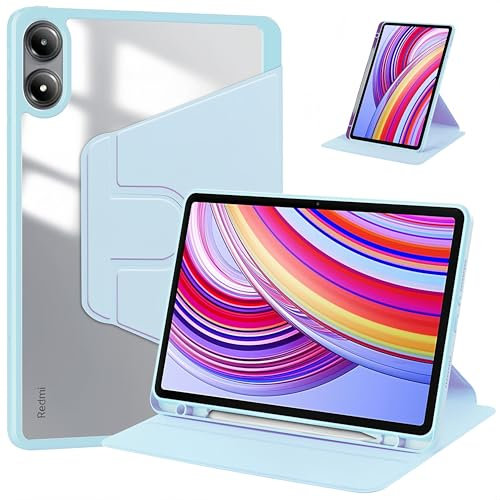 Hülle für Redmi Pad Pro 12,1 Zoll/Xiaomi Poco Pad 12.1 2024, mit S-Stifthalter, 360° drehbarem Smart Flip Cover, Slim-Fit Tablet-Hülle mit automatischer Sleep/Wake-Funktion
