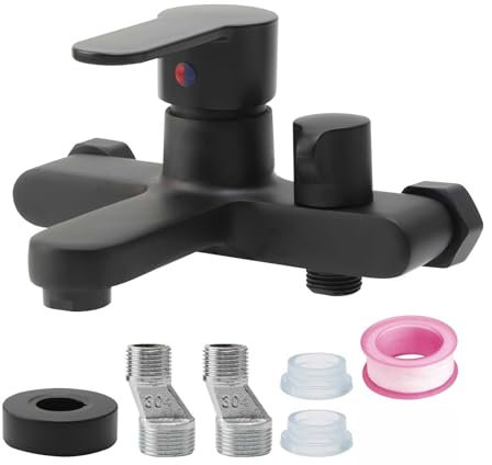 Liwankaqi Robinet de baignoire noir fabriqué en laiton pour une longue durée de vie, robinet de salle de bain contrôle lâche de la température et du débit de l'eau