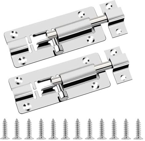 WAONIQ 2 pestillos para puerta, cerrojo deslizante, cerradura de puerta de 3 pulgadas, cerrojo para puerta de acero inoxidable, proceso de pulido con tornillos, cerrojo de 4 mm, para barandillas de