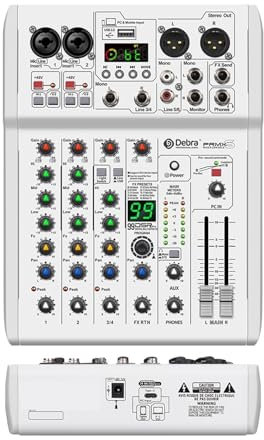 Mesa de Mezclas, Consola mezcladora DJ con 99 efectos DSP PRMX-6 con 5.0 BT 24bit/192k for grabar instrumentos musicales