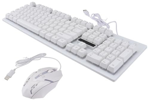 Operitacx Ensemble Clavier et Souris de Jeu USB Lumineux Clavier Mécanique Ergonomique Souris Filaire Design Créatif pour Joueurs Compatible Maison et Bureau Couleur RGB