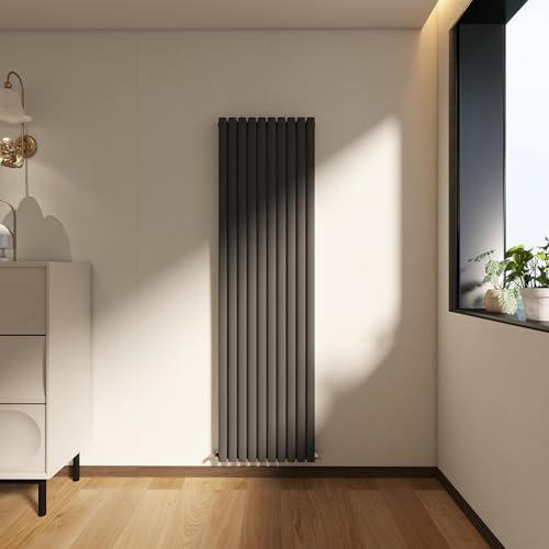 Vertical Designer Oval Column Radiator 1800x590mm Anthracite Double | Central Heating Rads,Wall Mounted Radiators,Modern Column Radiator,Suitable for Bathrooms, Living Rooms & Hallways