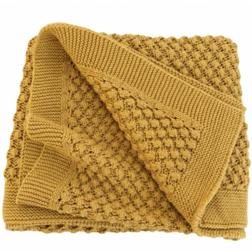 Betty Bean | Baby Strickdecke aus Bio-Baumwolle 100 x 80 cm | GOTS-zertifiziert, dick gestrickt, für Kinderwagen & Neugeborene, waschbar bei 40 °C