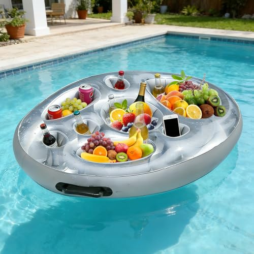 Mineup Getränkehalter Pool, Aufblasbarer Getränkehalter mit 8 Löcher, Große Kapazität Floating Coasters,Poolbar Aufblasbar, Schwimmender Getränkehalter für Party, Beachparty
