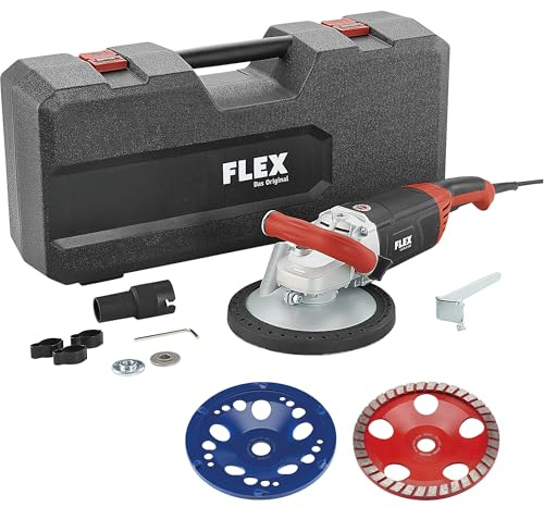 Flex Sanierungsschleifer LD 24-6 180 + Diamantschleifteller Kit Turbo-Jet (Sanierungsschleifer für Flächen, 180 mm, mit Schleifteller, inkl. Zubehör, für Entfernung von Klebstoff Bitumen) 513482
