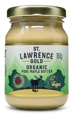 St Lawrence Gold Organic Maple Butter 160g – 100% Pure Canadian Vegan Dairy-Free Spread Made from Maple Syrup, Smooth Creamy Breakfast Spread for Toast, Pancakes & Baking