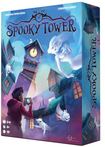 Asmodee Spooky Tower, Juego de Mesa Cooperativo de Construcción 3D | Caza de Fantasmas, Mecánica de Luz Mágica, A Partir de 8 Años, De 2 a 4 Jugadores, 20-30 Minutos, Versión en Español
