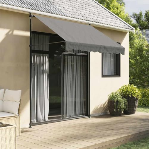 Runheo Toldo retráctil antracita 200 x 150 cm, tela con marco de acero, protección solar extensible con manivela, resistente a los rayos UV y resistente a la intemperie, ideal para balcón, terraza
