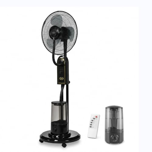 Bananaww Misting Pedestal Fan, 60W Standing Cooling Fan with Water Tank, Quiet Operation, Multi-Speed Airflow, Fine Mist Function, Easy Control Panel for Bedroom Living Room Office