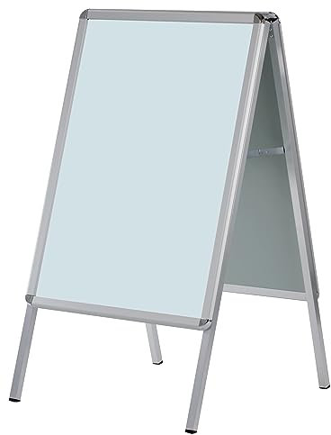 FRANKEN Plakatständer Kundenstopper A2 mit Klapprahmentechnik, freistehend, doppelseitig, Aluminiumrahmen, Standard, BSA2