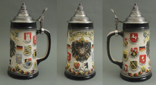 Buddel-Bini Bierkrug Deutschland mit Zinndeckel 0,5 Liter rustikal