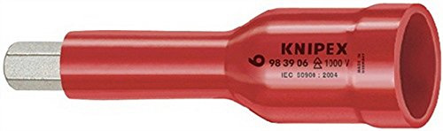 KNIPEX Steckschlüsseleinsatz, 98 49 06 | Geeignet für Innensechskantschrauben mit Innenvierkant 1/2 75 mm