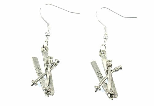 Miniblings Ski Ohrringe Skiohrringe Skier und Skistöcke Miniblings Winter Ohrhänger silber