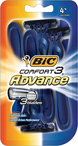 BIC Comfort 3 Advance Disposable Razor for Men, 4 Count