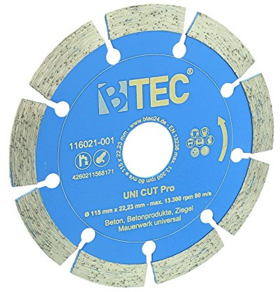 Diamant-trennscheibe BTEC UNI CUT Pro Trennscheibe 115mm zum Schneiden von Beton, Ziegel, Mauerwerk und weiteren Materialien