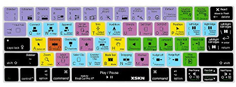 XSKN Final Cut Pro X 10 Tastatur-Schutzfolie für MacBook Pro 13 15 Retina Display A1706 A1707 (2016 Release, Touch Bar Aufkleber) Funktionale Shortcut Silikon Tastaturabdeckung