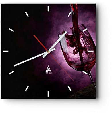 Modern Wanduhr Abstrakt Alkohol Flasche Cocktail 40x40cm Quadrat Groß Wand Uhr Glas Analog Zimmeruhren Küche Büro Wohnzimmer Glasuhr Wall Clock Dekoration Design Küchenuhr C3AC40x40-2121