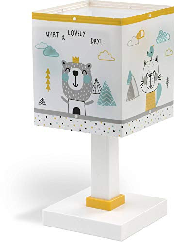 Dalber Kinder Tischlampe Nachttischlampe Kinder Hello Little Tiere Bären, Kunststoff, 14 x 14 x 29 cm