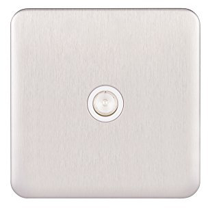 Schneider Electric Lisse Screwless Deco - Single TV Aerial Socket, 240V GGBL7010WSS, Stainless Steel with White Insert