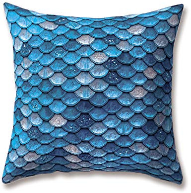 hengjiang Weichem Plüsch Pink Grün Lila Kissen Meerjungfrau Muscheln Waage Artistic Druck 18 x 18/45 x 45 cm Überwurf Weicher, Einfarbiger Kissen für Home Sofa Bett Deko, Polyester, 02, 45 cm*45 cm