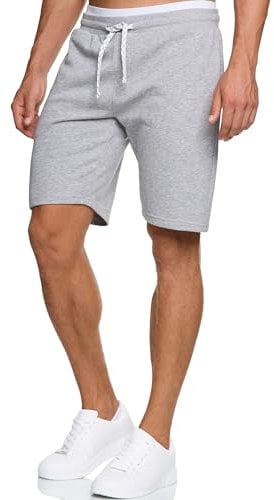 Indicode Hommes Aldrich SweatShorts | Pantalon Court de survêtement à Cordon de Serrage Lt Grey Mix S