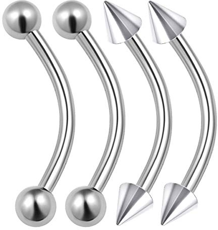KJM FASHION 4 Stk Chirurgenstahl Banane Ohr 1,2mm 16g Ohrringe Labret