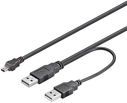 PremiumCord mini USB auf USB 2.0 Stromversorgung Y-Kabel, Mini USB A Buchse auf 2X A Stecker, Farbe schwarz, Länge 0, 4m + 0, 5m