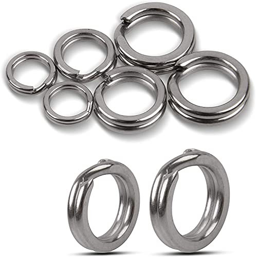 OROOTL Sprengringe Angeln Spaltringe Edelstahl, 100stk Hochfeste Angelköder Drillinge Angelhaken Verbinder Doppel Snap Ring Köderring Salzwasser Angelzubehör Set