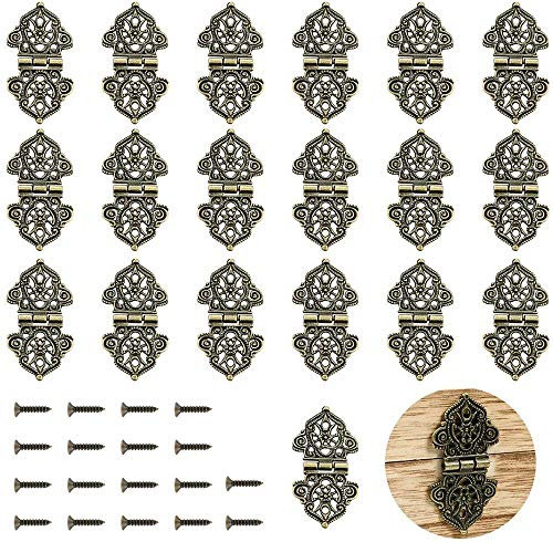 20 Stück Antike Dekorative Scharniere Bronze Gravur Design Box Scharniere Schmuckschatulle Hardware für alte Holzkästen,Schränke, Geschenkboxen, Werkzeugkasten, Schmuckschatullen, Weinkisten (Bronze)